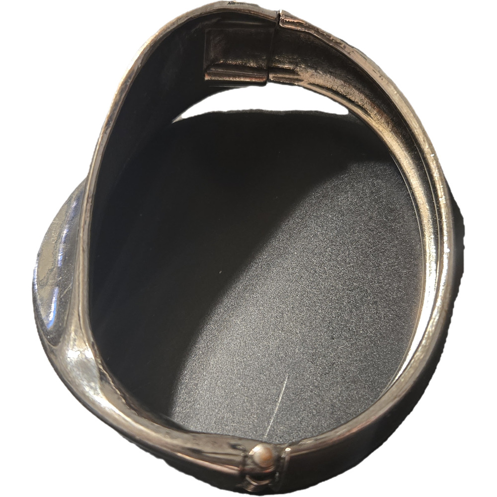 Bold Silver Wave Hinged Cuff Bracelet Statement C… - image 2